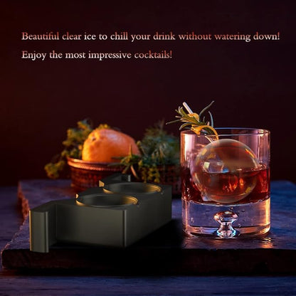 TINANA Clear Ice Ball Maker, 2.5” Crystal Clear Ice Cube Tray Make 2 Large