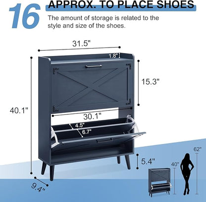 Shoe Storage Cabinet, Farmhouse Shoe Organizer