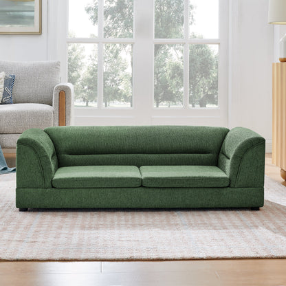 Oversized Pet Sofa, Curved Armrest Rectangular Dog Sofa, Linen Fabric Comfort Pet Couch for Large & Oversized Dogs-Olive Green