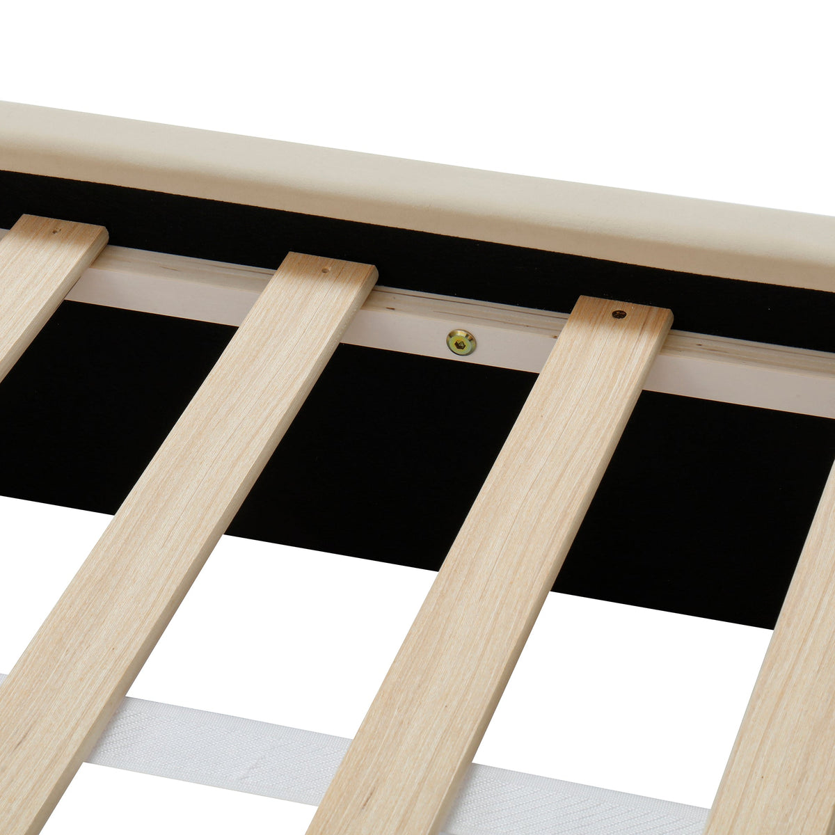 Queen Size Upholstered Platform Bed Frame with Dual Cat Caves, LED Lighted Pet Nests at Footboard, Beige