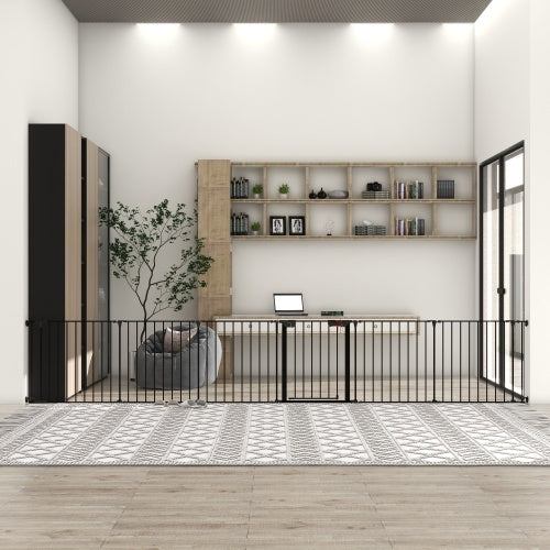 150 Adjustable Safety Gate 6 Panels Play Yard Metal Doorways Fireplace Fence Christmas Tree Fence Gate For House Stairs Gate Prohibited Area Fence