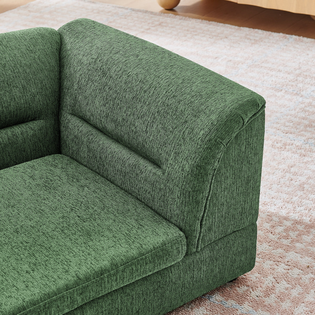 Oversized Pet Sofa, Curved Armrest Rectangular Dog Sofa, Linen Fabric Comfort Pet Couch for Large & Oversized Dogs-Olive Green