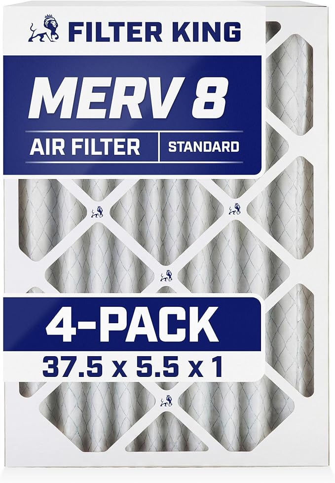 Filter King 37.5x5.5x1 Air Filter | 4-PACK | MERV 8 HVAC Pleated A/C Furnace