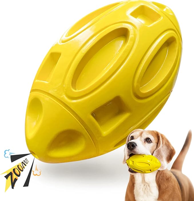 EASTBLUE Squeaky Dog Toys for Aggressive Chewers: Rubber Puppy Chew Ball with Squeaker, Almost Indestructible and Durable Pet Toy for Medium and Large Breed