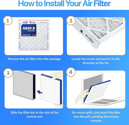 Filter King 4.5x37.5x1 Air Filter | 4-PACK | MERV 8 HVAC Pleated A/C Furnace