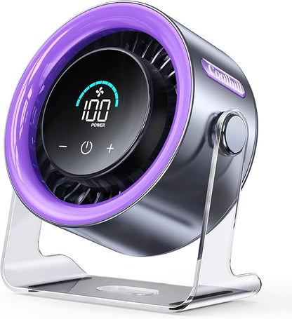 Coolhill USB Desk Fan for Bedroom: 100 Speeds Digital Display Quiet Table Fan