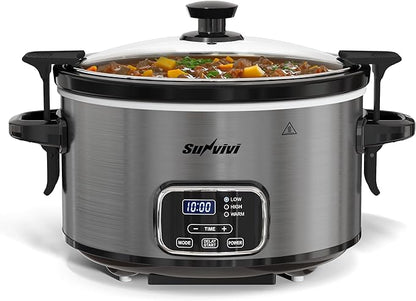 Sunvivi 4QT Slow Cooker, Programmable Pot