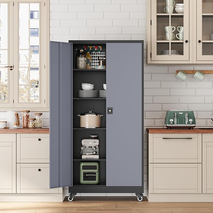 Metal Rolling Storage Cabinet-74.6” Tall Steel File Cabinets
