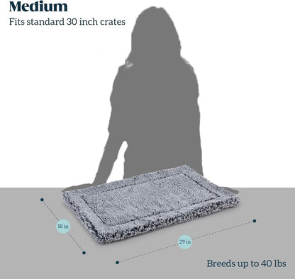 Stoutwool Indestructible Dog Bed - Fluffy Chew Proof Dog Crate Pad - Tough Kennel Pad for Aggressive Chewers - Washable, Ideal for Medium Breeds & Fits 30-Inch Crate - 29"x18", Charcoal