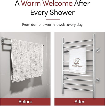 Heated Towel Rack, 10-Bar Wall-Mounted Electric Towel Warmer, Brushed Stainless