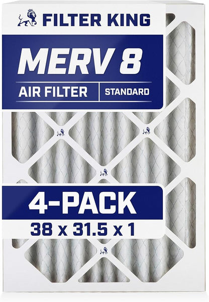 Filter King 38x31.5x1 Air Filter | 4-PACK | MERV 8 HVAC Pleated A/C Furnace