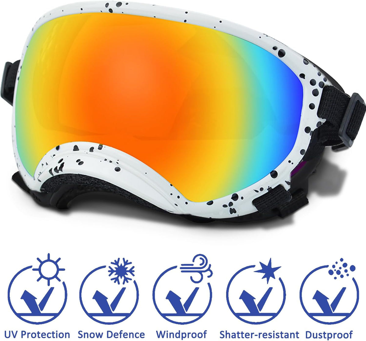 Winproof Large Dog Sunglasses with Adjustable Strap, UV Protection, Soft Goggles for Medium-Large Dogs