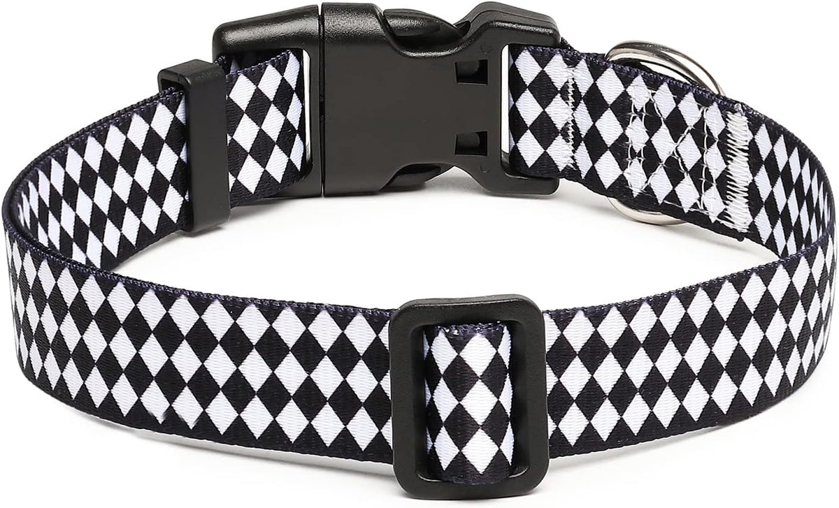 Mercano Adjustable Dog Collar - Special Design Patterns, Soft Nylon Comfortable Durable Pet Collar for Small Medium Large Dogs (M, Rhomb)