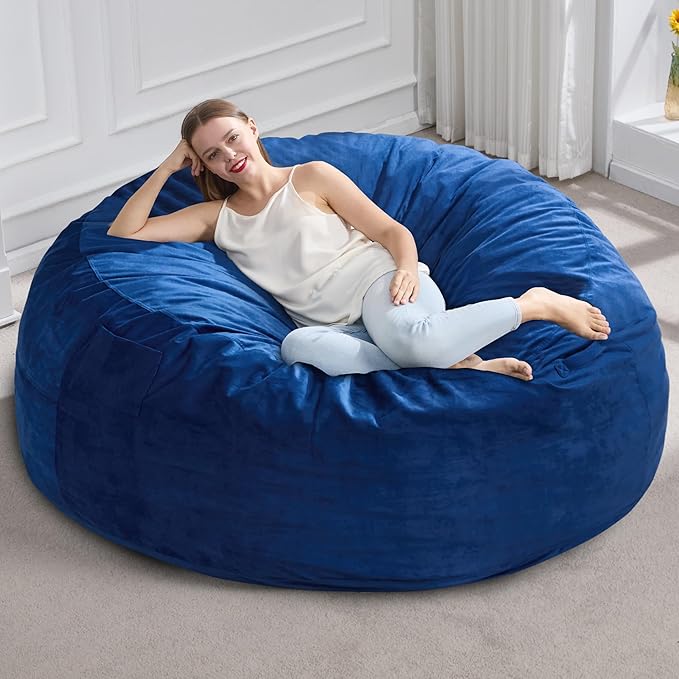 Hobestluk 5FT Bean Bag Chair Giant Bean Bag Chairs for Adults Large Bean Chairs with Removable Cover, Beanbag Chair with Filler, Adult Bean Bag Chairs for Living Room, Bedroom