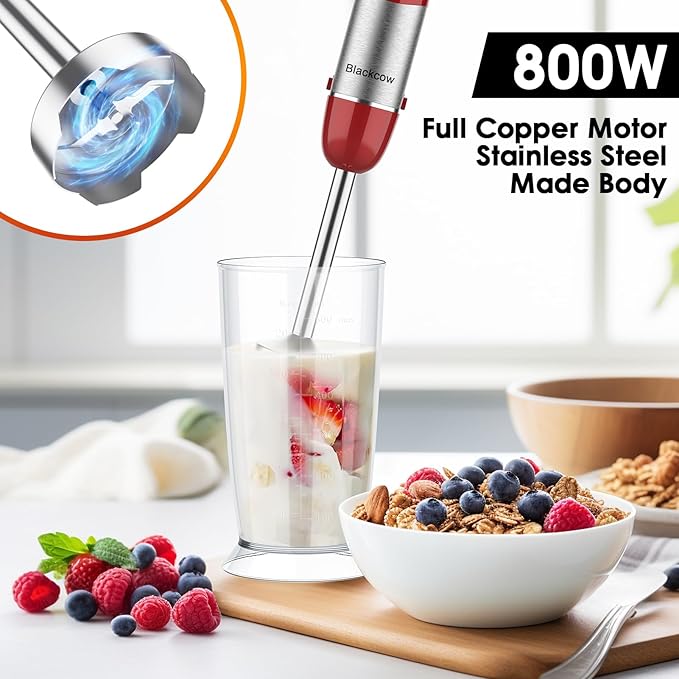 Blackcow Multi-Use 5 in 1 Immersion Blender 3.0, 800W 12 Speed Hand Blenders