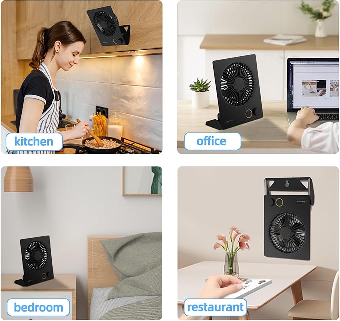 Small Desk Fan, VEMONT USB Table Fan, 5000mAh Rechargeable Battery Fan