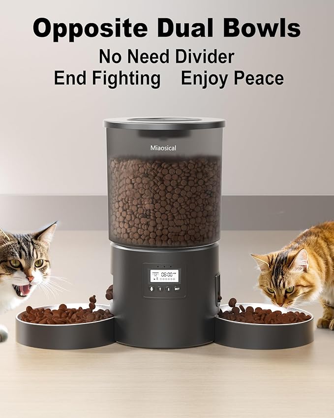 Automatic Cat Feeder for 2 Cats, 4.2L Dual Food Dispenser, Portion Control