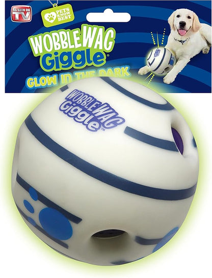 Wobble Wag Giggle Glow in The Dark | Rolling Enrichment Toy for Playtime, Interactive Play for Indoor or Outdoor, Keeps Dogs & Puppies Large, Medium or Small Busy & Moving, As Seen on TV | Pack of 1