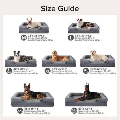 XXL Plus Orthopedic Dog Beds Large Sized, XL Washable Dog Sofa with Egg-Crate Foam, Waterproof Lining and Non-Skid Bottom