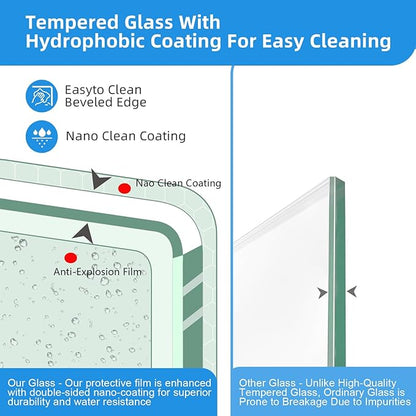 Shower Door, 56-60" W x 70" H Semi-Frameless Double Sliding Glass Shower Door
