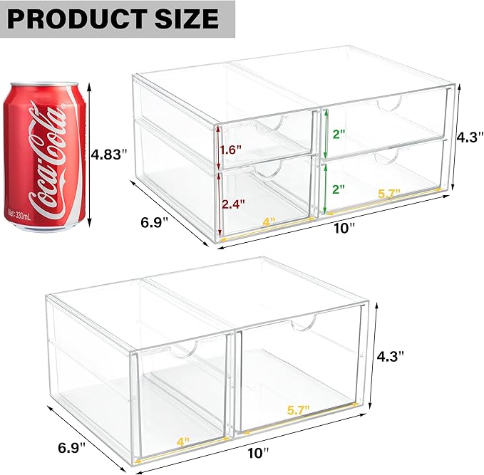 Prsildan Acrylic Drawer Makeup Organizer