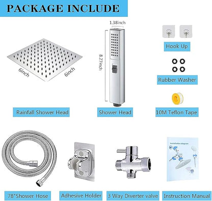 Dual Shower Heads with Handheld Spray Combo, Anti-Clog Nozzles, Ultra Thin