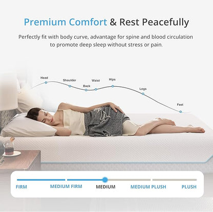 EGOHOME 12 Inch Queen Mattress in a Box, Gel Infused Memory Foam Mattress with Cooling Cover, Medium Firm for Back Pain Relief, Foam Made in USA, Fiberglass Free, CertiPUR-US Certified, 60”x80”x12”