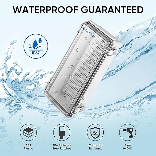 TICONN Waterproof Electrical Junction Box IP67 ABS Plastic Enclosure
