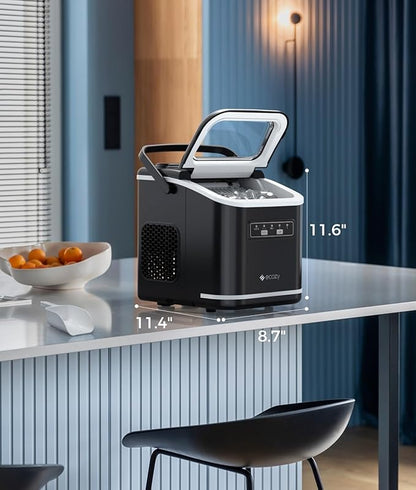 ecozy Countertop Ice Maker, Self-Cleaning, 9 Bullet Ice Cubes in 6 Mins