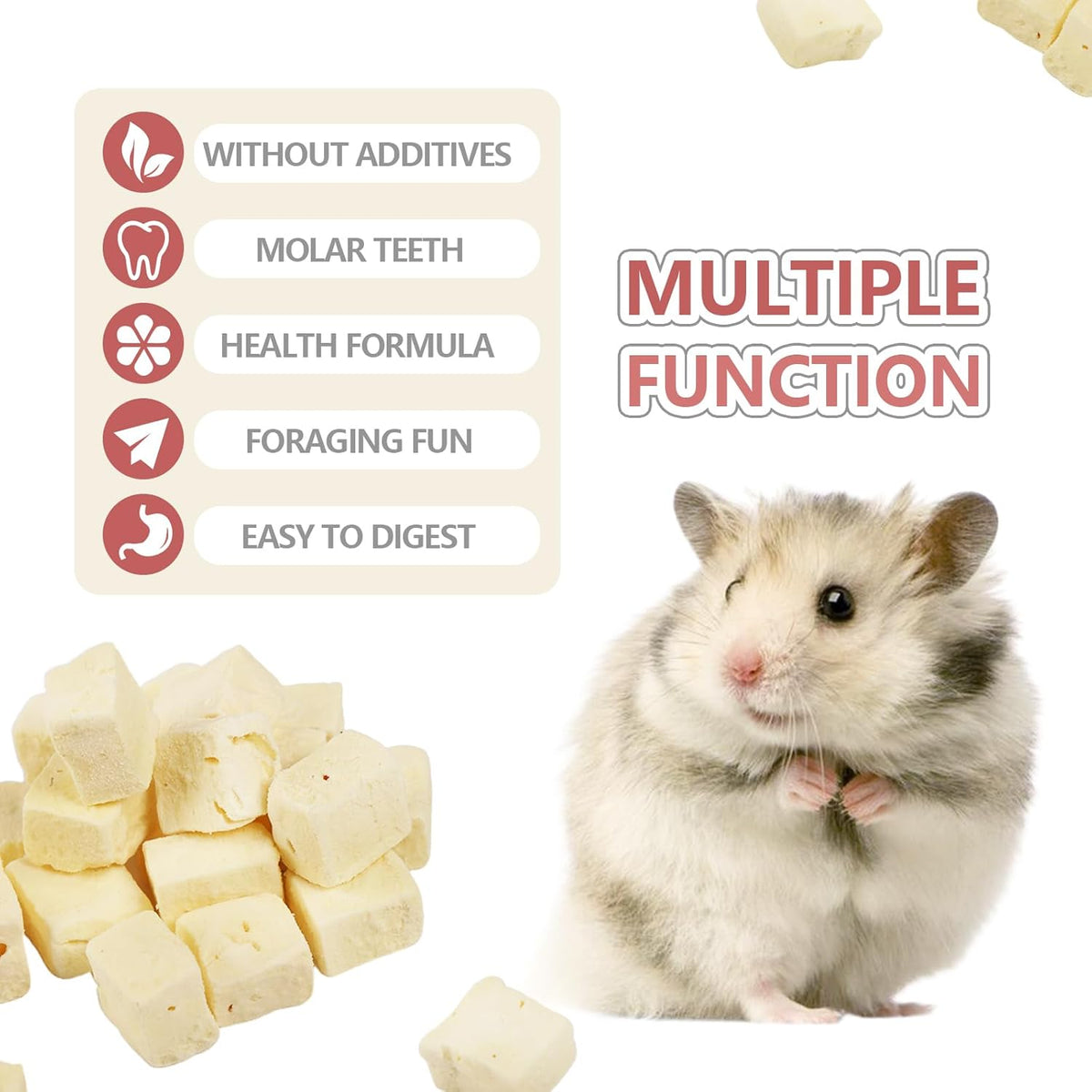 Abizoo Freeze Dried Tofu for Hamsters High Protein Low Fat & Balanced Minerals Grain Free Single Ingredient Natural Treats Enrichment Snacks for Rabbits, Guinea Pigs & Small Pets
