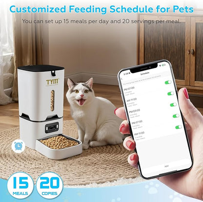 TYM Automatic Cat Feeder with Camera, 5G WiFi Auto Cat Dog Food Dispenser with
