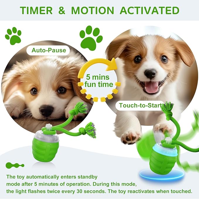 Interactive Dog Toys, [2025 Newly Upgraded] Interactive Dog Ball for Medium/Large Dogs, Automatic Moving Dogs Toy Wicked Ball for Boredom & Training, Play Music, USB Rechargeable(Green)