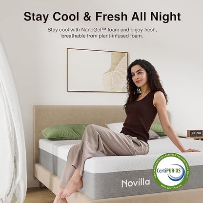 Novilla Twin Mattress, 10 Inch Gel Memory Foam Twin Size Mattress for Cool Night & Pressure Relief, Medium Plush Mattresses, Bliss