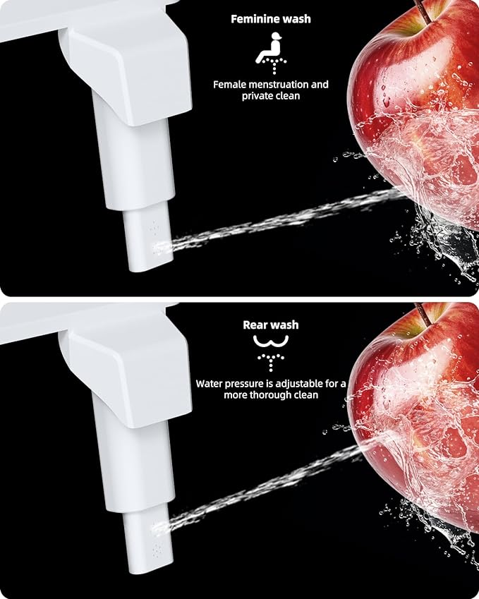 Hibbent Bidet Attachment for Toilet, Non-Electric Dual Nozzle for Frontal &