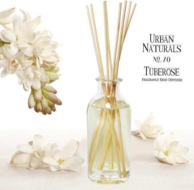 Urban Naturals Tuberose Fragrance Oil Reed Diffuser | Exotic Tuberose and