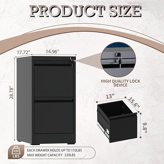 File Cabinet, 2 Drawer File Cabinet