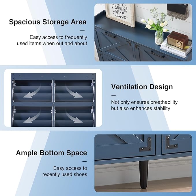 Shoe Storage Cabinet, Farmhouse Shoe Organizer