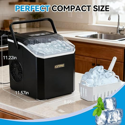 Portable ice Machine: with Handle, with Cleaning Function, with Basket and Spoon