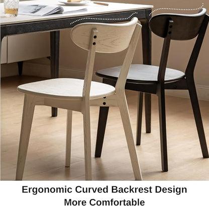 Bamskov 100% Solid Oak Wood Dining Room Chairs - Practical Kitchen Chairs - Wood Chair for Dining Room, Kitchen (1, White)