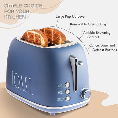 Rae Dunn Retro Rounded Bread Toaster, 2 Slice Stainless Steel Toaster