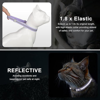 AirTag Cat Collar, Ultra Elastic Cat Tracker Collar with Apple Air Tag Holder, [Lightweight][Scratch Resistant] Stepless Adjustable GPS Pet Collar for Cats Kittens [Violet]