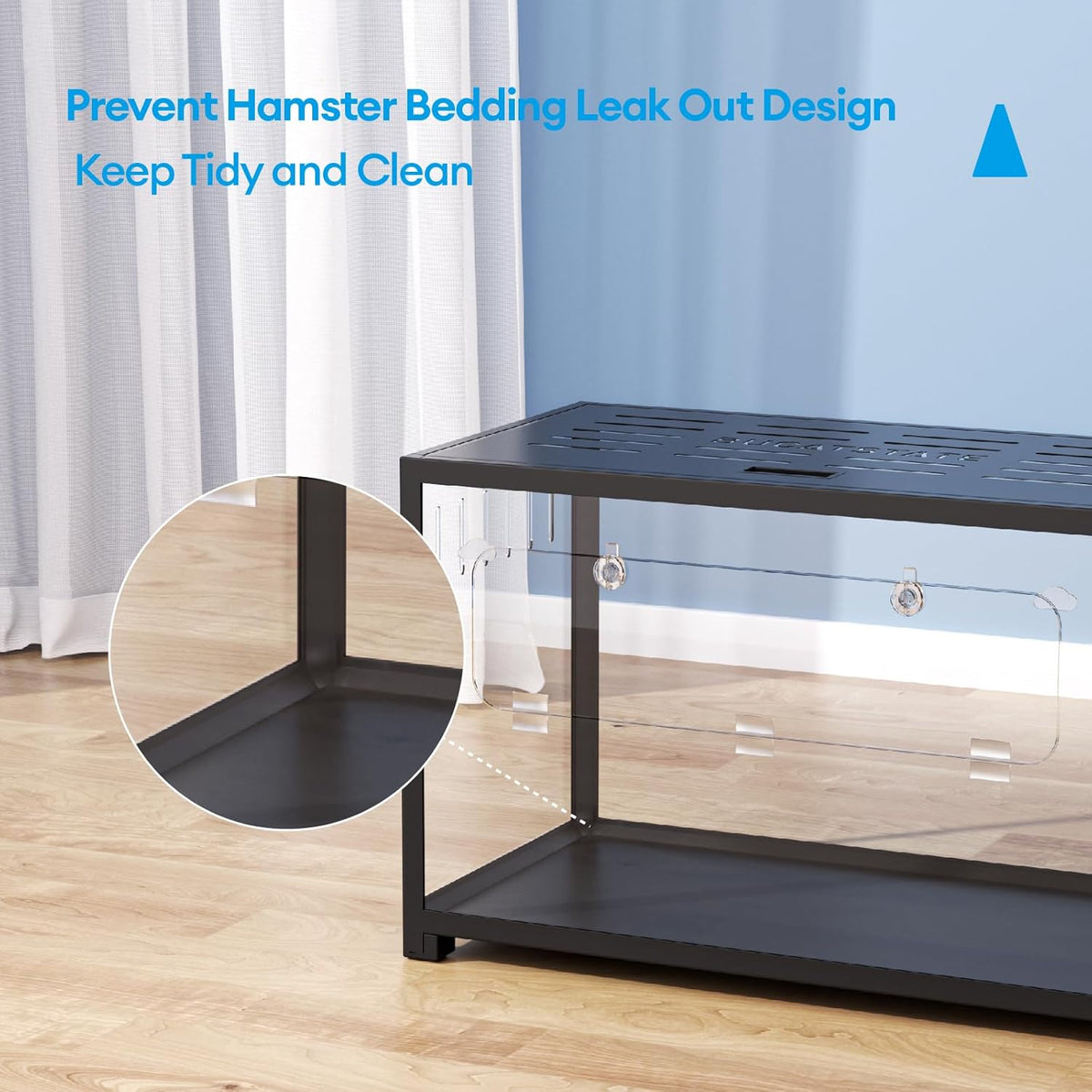 BUCATSTATE Hamster Cage Metal 2.0 - Small Animal Habitats Large Stackable with Top Access Easy Assemble 31.4L*17.6W*20H Inches Dwarf Syrian Hamster House for Guinea Pig, Gerbil (552sq inch Black)