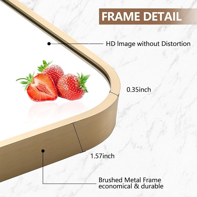 Gold Mirror, 48x30 Inch Framed Rectangle Mirror