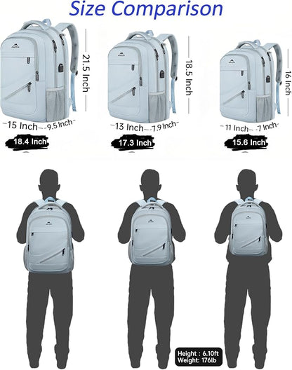 MATEIN 18 Inch Laptop Backpack for Women, TSA Approved Laptop Rucksack Large Capacity 50 L, Anti Theft Backpack with Comfortable Shoulder Straps for College Work Travel, Haze Blue