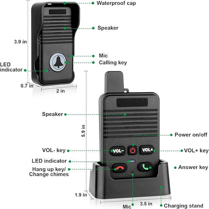 Wireless Doorbell, Hands Free Intercom Doorbells 1000ft Range, Full Duplex Two