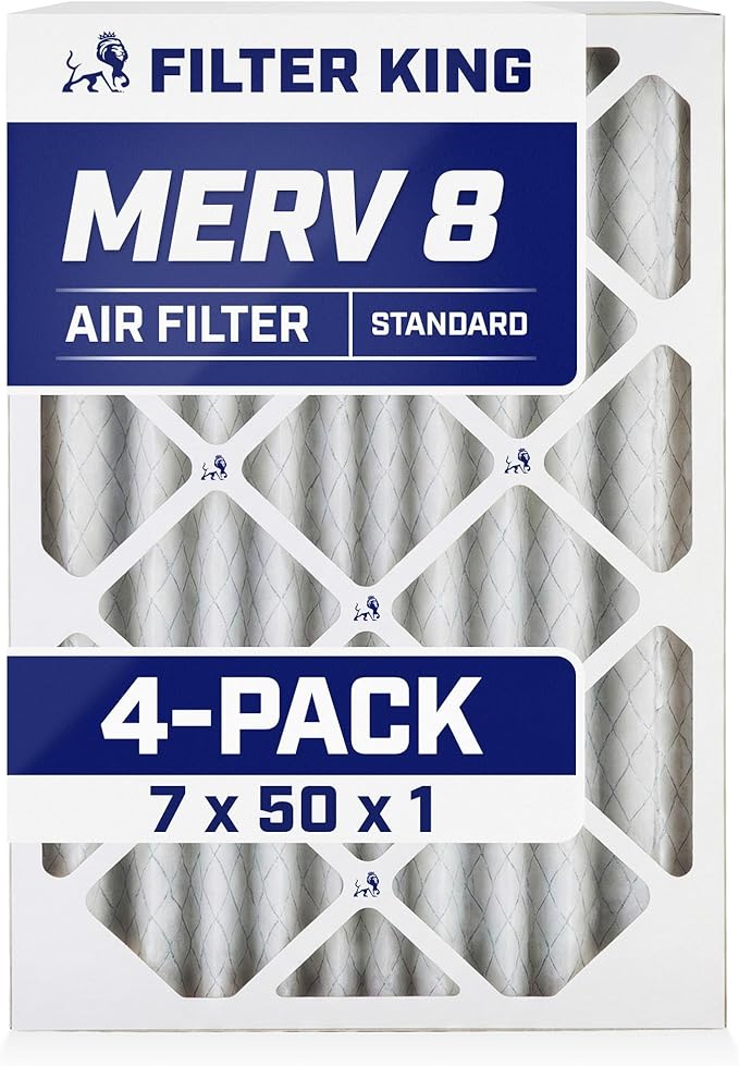 Filter King 7x50x1 Air Filter | 4-PACK | MERV 8 HVAC Pleated A/C Furnace