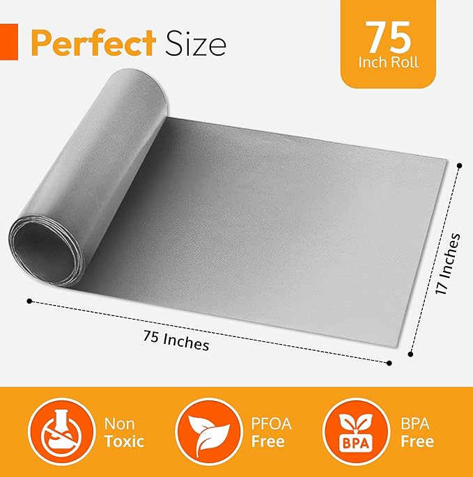 Silver Teflon Liner Roll for Ovens, Stovetops & Grills