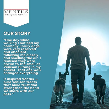 VENTUS Jerky Crunch Bars - Single Ingredient Venison Jerky Dog Training Treats, Healthy Air Dried, High Protein, No Additives, Grain Free Dog Treat, 8 oz