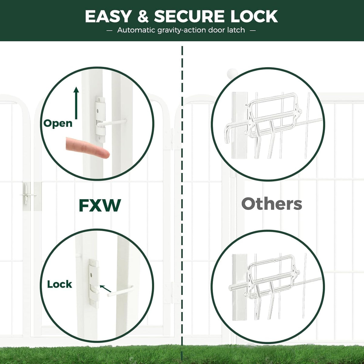 FXW Rollick Unleashed Dog Playpen for Indoor, Yard, RV Camping, 40 inch 24 Panels for Medium and Large Dogs, White│Patented