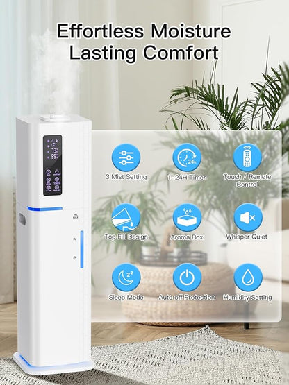 Zeova 10L/2.64Gal Humidifiers for Bedroom, Top Fill Quiet Ultrasonic Cool Mist
